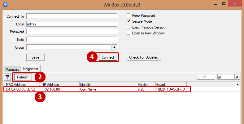 mikrotik router default password